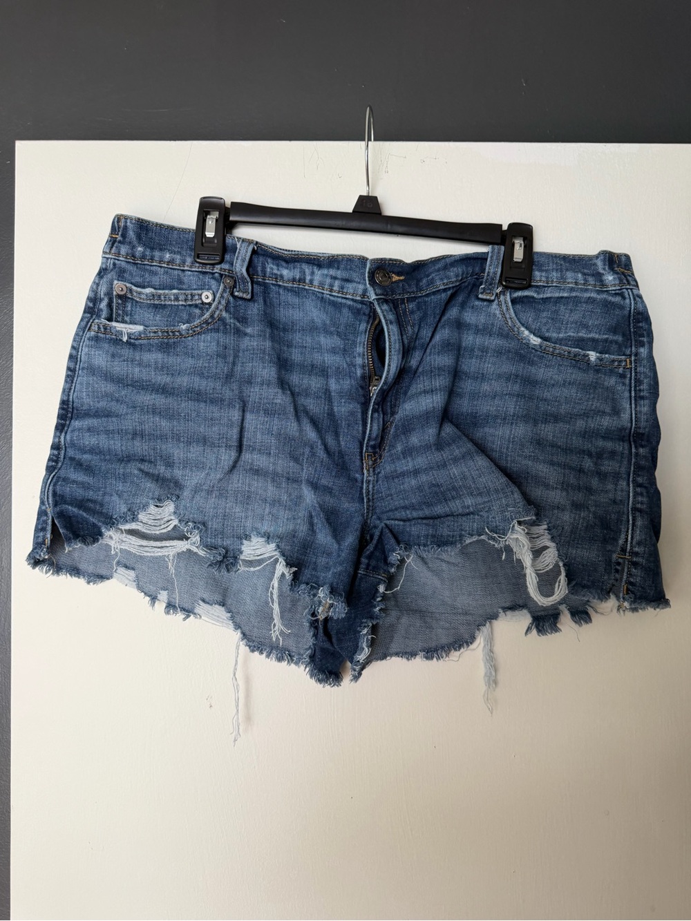 aerie Distressed Blue Denim Cutoff Shorts